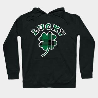 Lucky Four Leaf Clover Flannel Print Pattern Hoodie